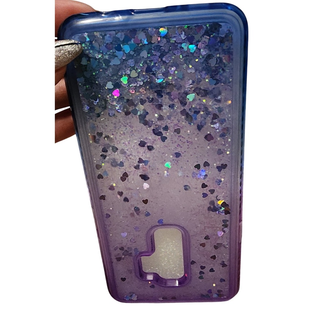 Samsung‎ Galaxy S9+ Case Glitter Heart Liquid Flow Bling Screen Protector New - Picture 2 of 4